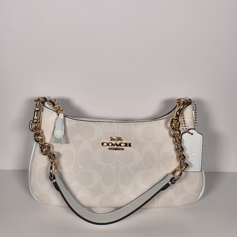 COACH Teri shoulder bag CA548 in signature canvas leather white